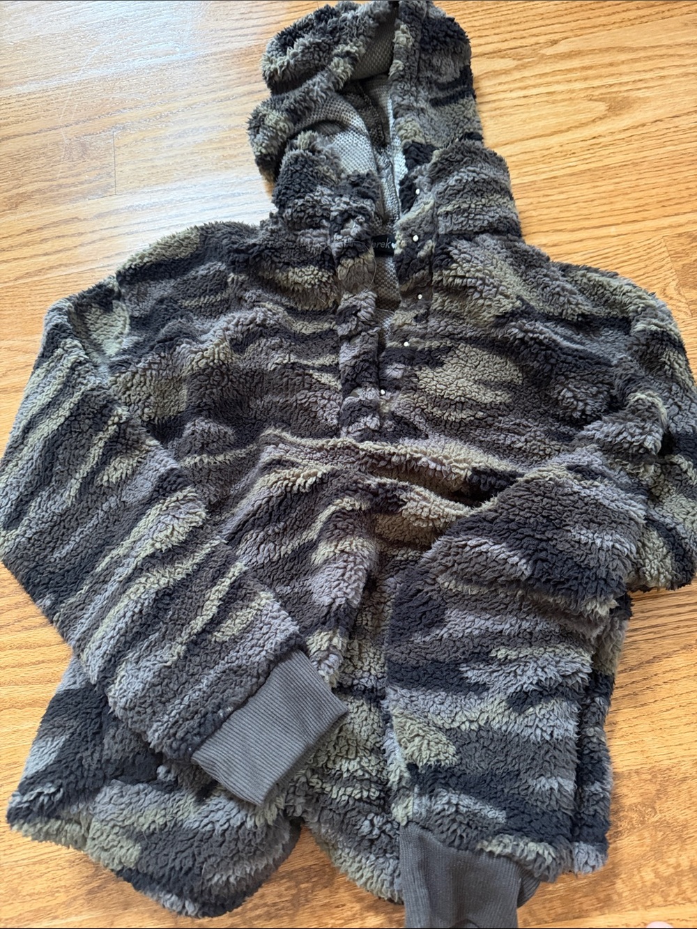 Derek Heart Olive & Charcoal Plush Hooded Pullover
